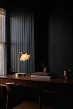 Load image into Gallery viewer, Revalis Glass Flower Task Lamp – Modern Frosted Petal Lighting
