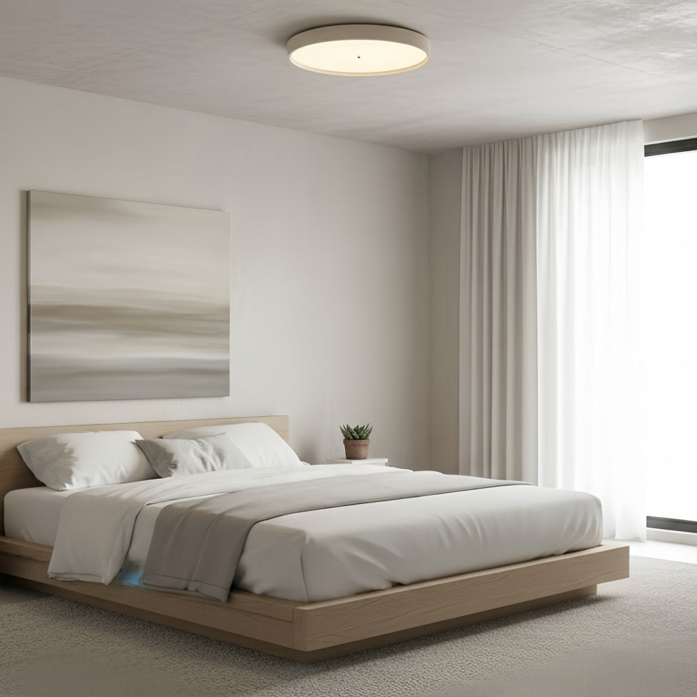 Plafonnier minimaliste Zenthoris en travertin à montage affleurant – Éclairage d’ambiance moderne pour couloir