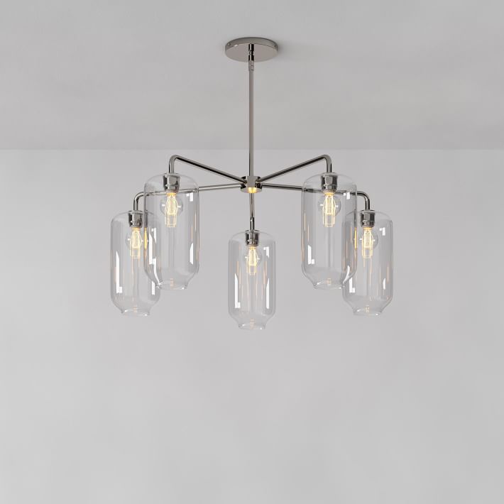 Lumivelle 5-Light Glass Chandelier – Modern Metal Round Lighting