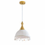 Load image into Gallery viewer, Beaded ribbed white ceramic pendant chandelier