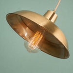 Charger l'image dans la visionneuse de galerie, Angled brushed brass pendant shade detail