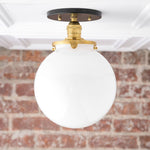 Bild in der Galerieansicht laden, Glorica Glass Mid Century Semi Flush Ceiling Light - White Opal Glass Globe Fixture

