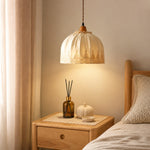 Bild in Gallery-Viewer laden, Vintage lace fabric pendant light in a bedroom