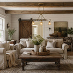 Cargar imagen en el visor de la Galería, French Country Brass and Amber Glass Linear Chandelier