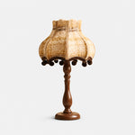 Bild in Gallery-Viewer laden, Vintage cream floral fabric table lamp on white background