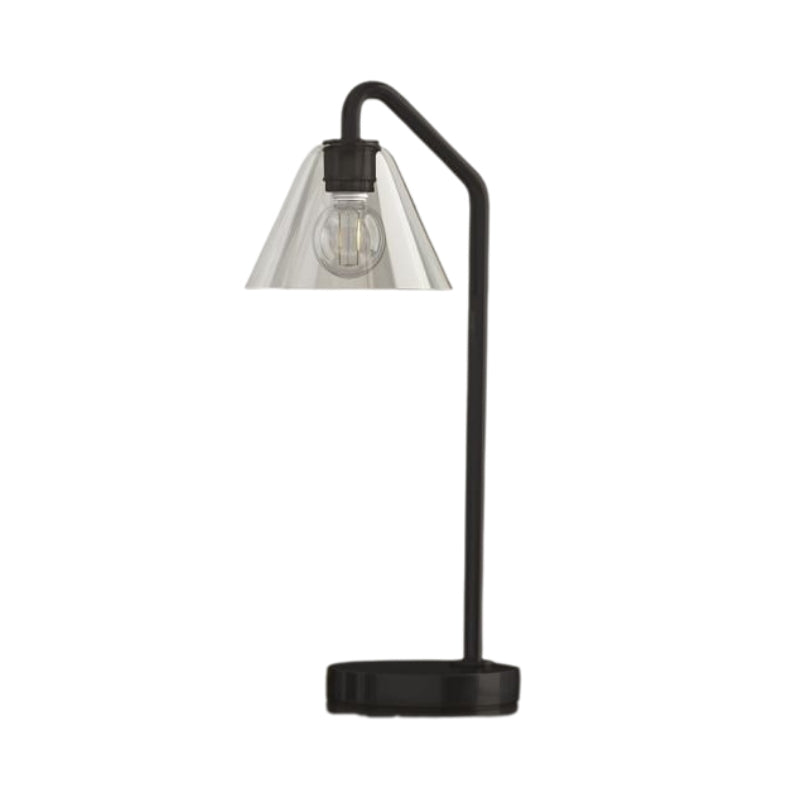 Lámpara de mesa cónica escultural Conica: iluminación moderna de vidrio para dormitorio o escritorio