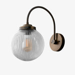 Load image into Gallery viewer, Glorica Glass Aged Brass Wall Sconce - Ribbed Glass Shade Industrial Style Lighting

