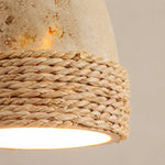 Cargar imagen en el visor de la Galería, Close-up of stone texture and woven lower band pendant detail