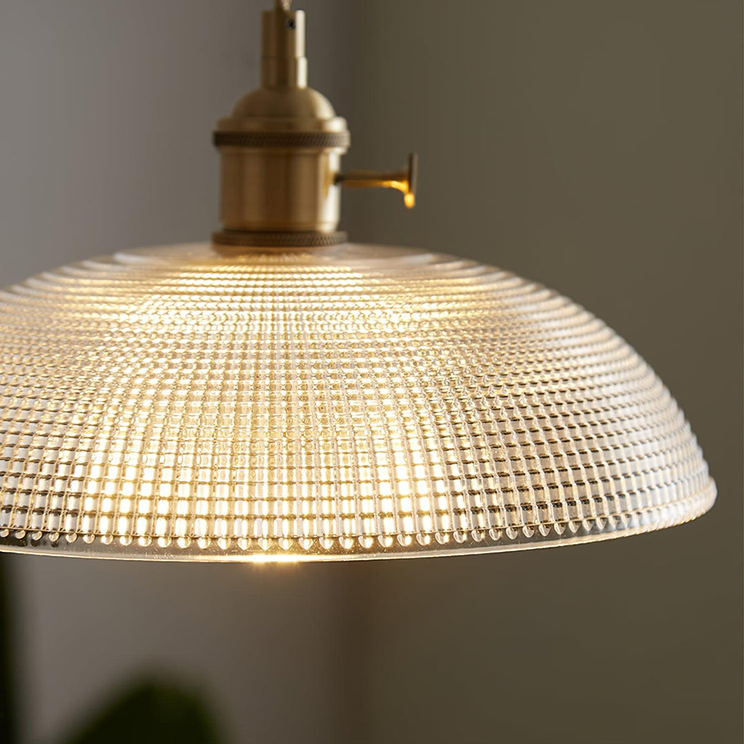 Polished Brass Domed Glass Plug-In Pendant