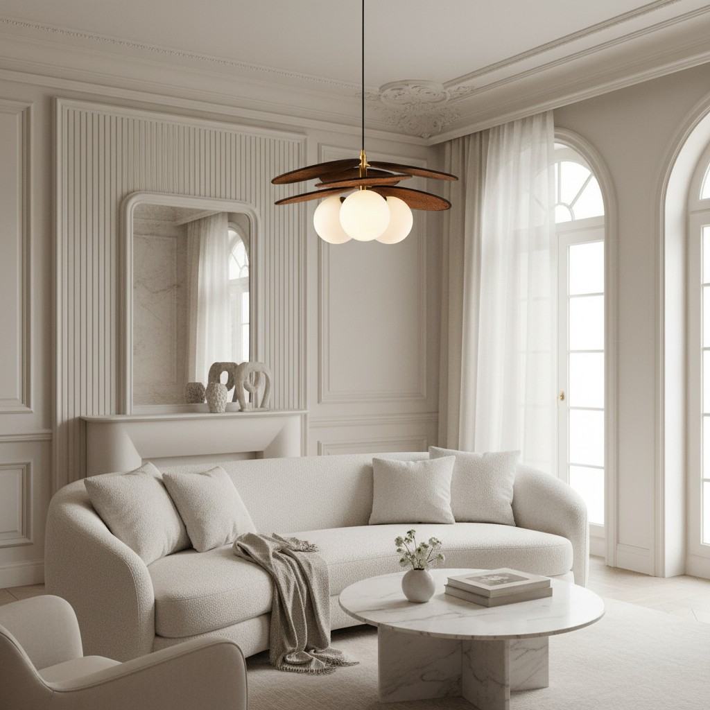 Lustre Orrise à pétales en étages - Métal moderne et tissu pour salons et salles à manger