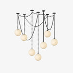 Load image into Gallery viewer, Black Metal Alabaster Globe Hardwired Chandelier