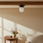 Cargar imagen en el visor de la Galería, Opalume Glass Flush Mount Ceiling and Wall Light - Art Deco Small Globe Fixture
