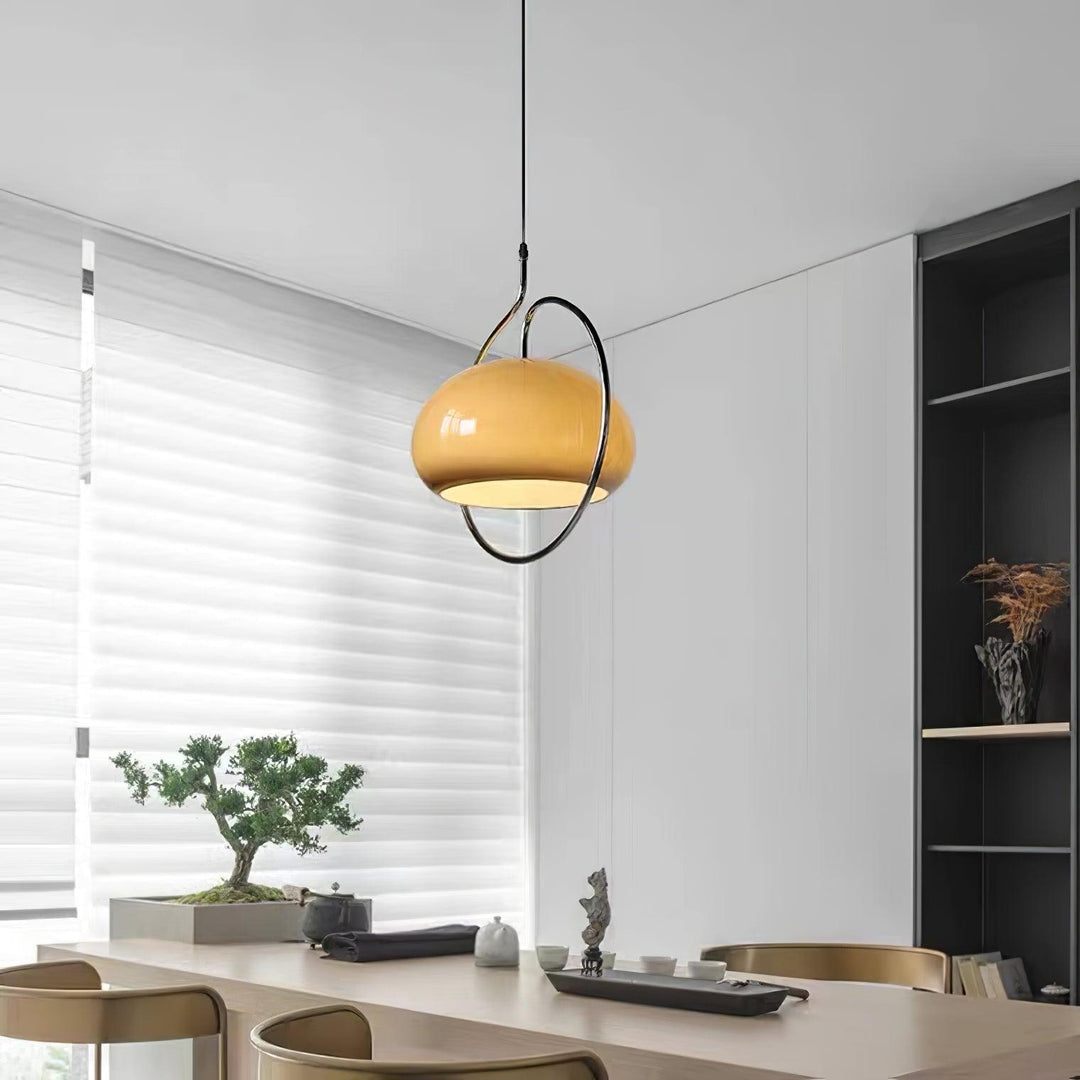 Rounded Glass Chrome Swag Pendant Light