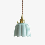 Bild in Gallery-Viewer laden, Imperial green glaze ceramic lotus pendant light on clean background