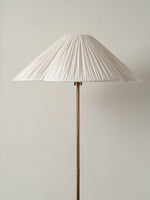 Load image into Gallery viewer, Lindi - aged brass and linen scalloped floor lamp
