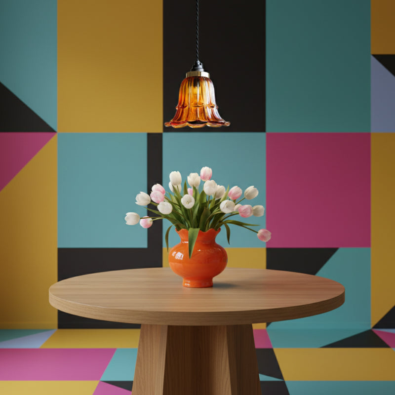 Suspension en Verre Classique Solmira - Lampe Suspendue Décorative Facile à Installer pour Salon et Entrée