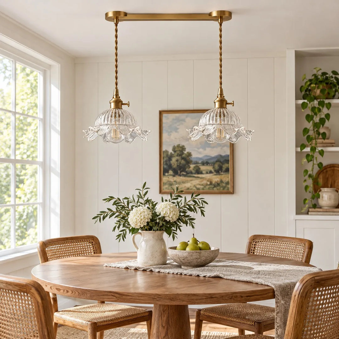 Vintage Wavy-Edge Glass Pendant Lamp