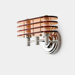 Charger l'image dans la visionneuse de galerie, Front view of Bauhaus amber LED wall sconce with layered acrylic shade