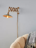 Load image into Gallery viewer, Furium Brass Accordian Wall Sconce - Retro Scalloped Bedside Lighting
