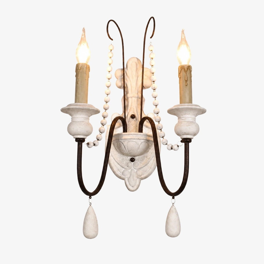 Retro White two-light wall sconce
