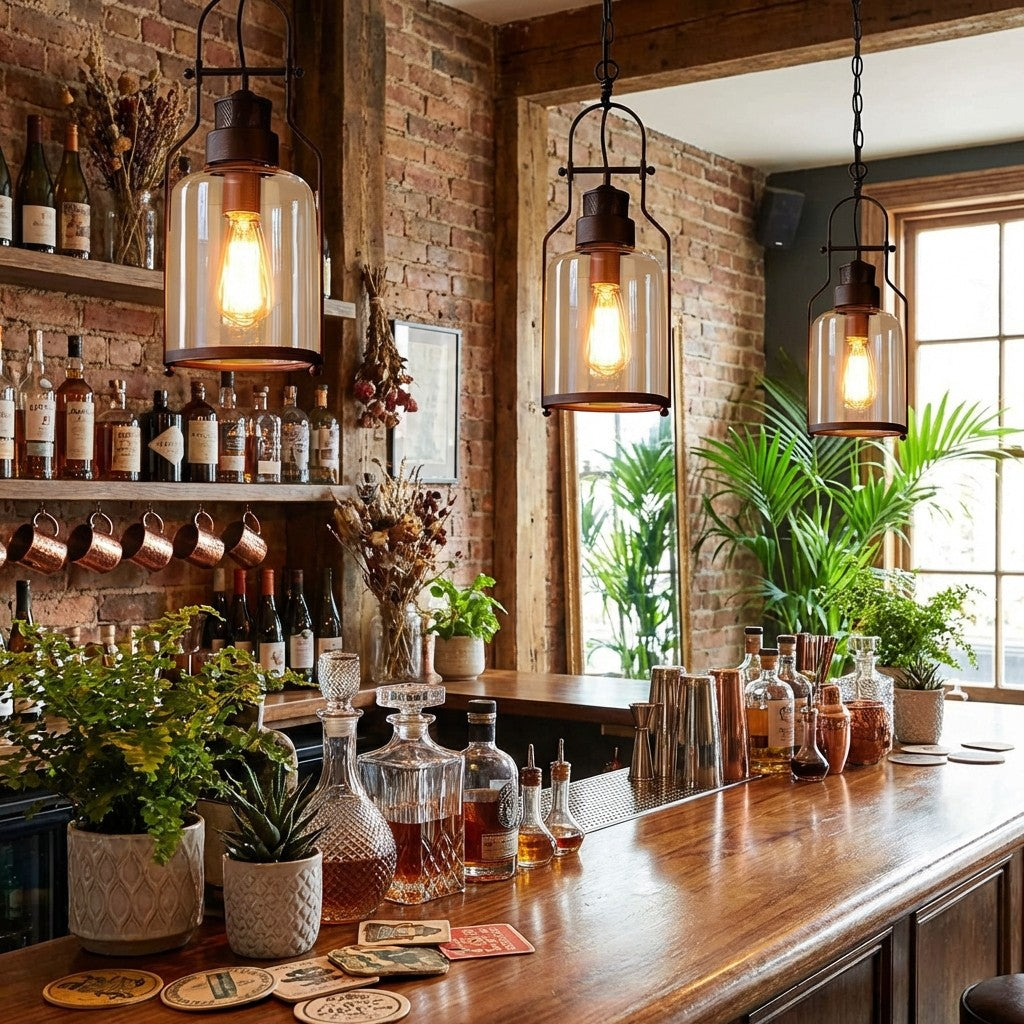 Lirra Vintage Eisen-Glas-Hängeleuchte – Deckenleuchte im Industrie-Stil für Bars und Wohnungen U20