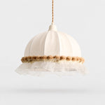 Charger l'image dans la visionneuse de galerie, Warm camel scalloped lace fabric pendant lamp on a light background