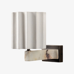 Load image into Gallery viewer, Cavilon Sculpted Marble Wall Light with Elegant Linen Shade for Living Rooms and Hallways