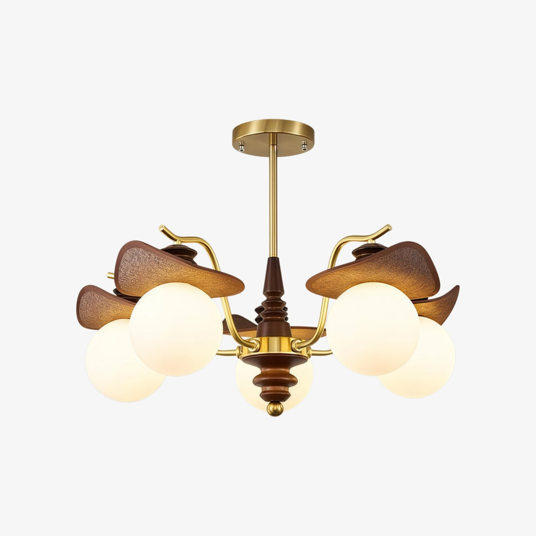 Lustre multi-bras Solvane avec abat-jours en verre - Éclairage décoratif rétro pour salle à manger