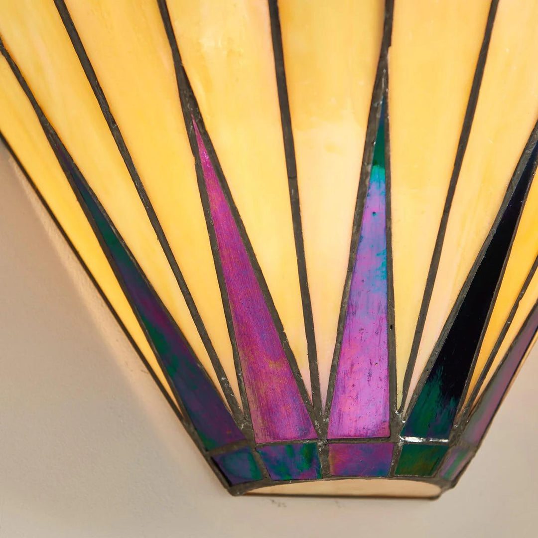 TF Art Deco Tiffany Glas Wandlampe – Handgefertigte geometrische Leuchte für Flure und Wohnbereiche