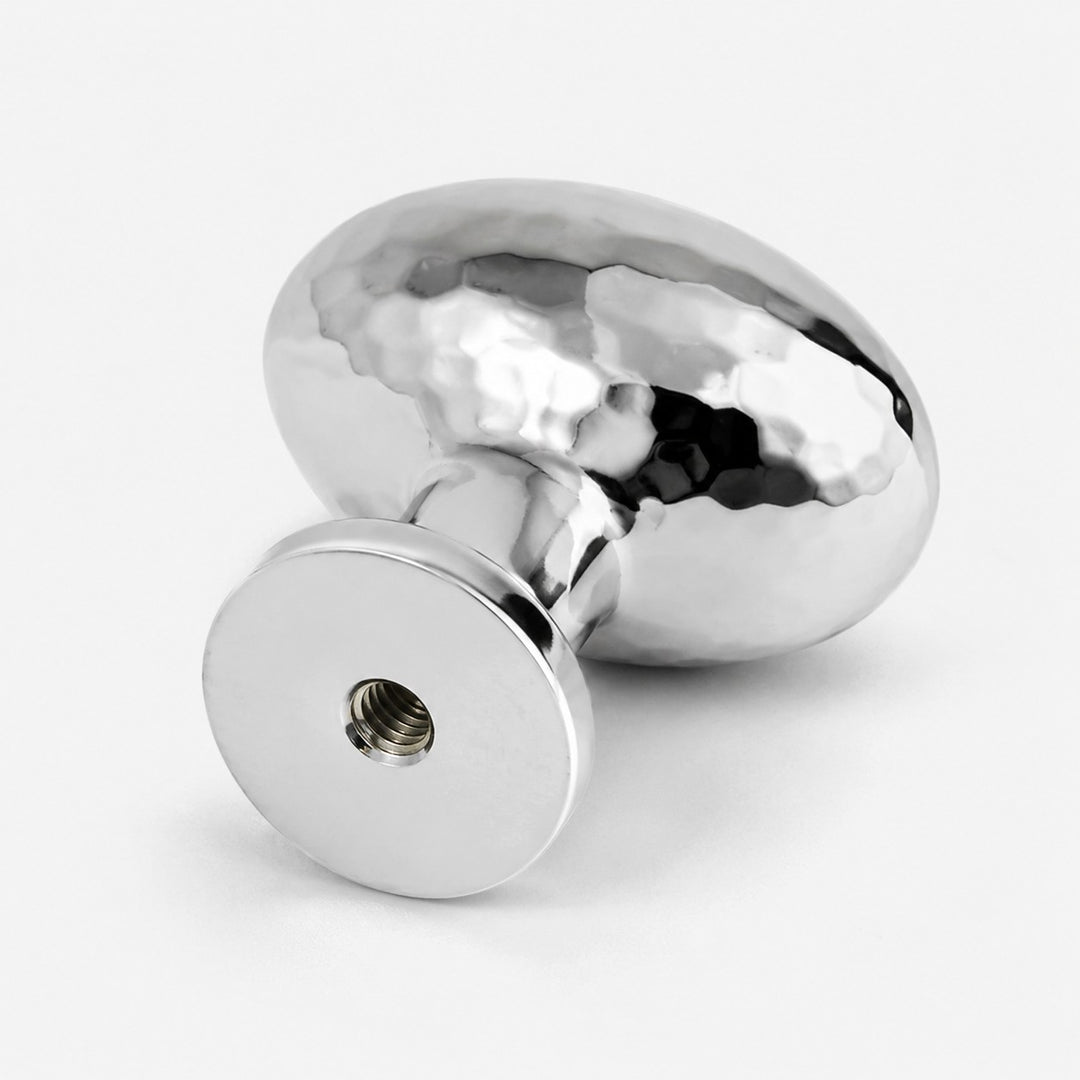 Close view of hand-finished pigeon egg cabinet knob