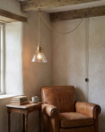 Bild in Gallery-Viewer laden, Brass And Clear Glass Plug-In Pendant
