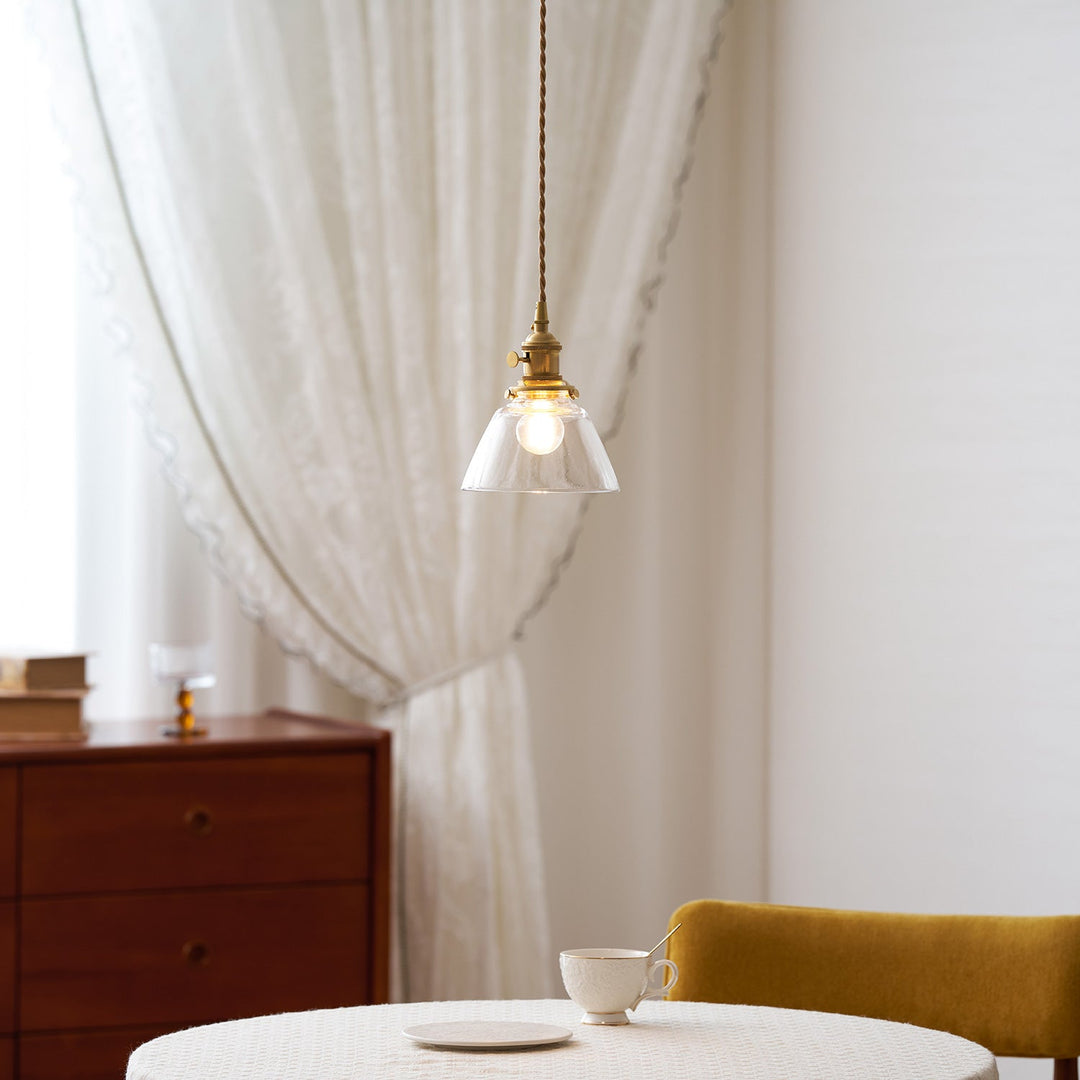 Brass Glass Hardwired Pendant Lamp