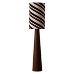Bild in Gallery-Viewer laden, Striped fabric floor lamp with tapered wood grain base on white background