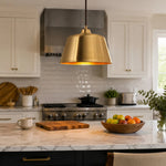 Load image into Gallery viewer, Bright brass pendant lamp installed above a kitchen island