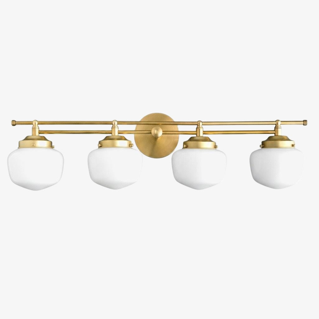 Opalume Glass Art Deco Vanity Light - Bathroom Wall Sconce with White Glass Shades