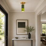 Bild in Gallery-Viewer laden, Green jade brass ceiling light detail 06