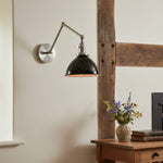 Cargar imagen en el visor de la Galería, Conique Metal Vintage Industrial Swing Arm Wall Lamp - Adjustable Dome Shade for Study
