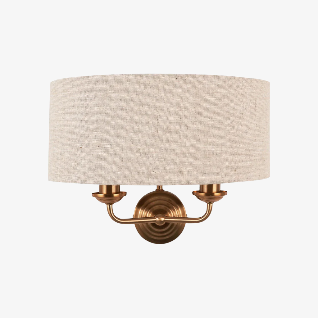 Tela Eleganter Stoffschirm Wandleuchte mit Veredeltem Metallrahmen für Wohnzimmer und Schlafzimmer