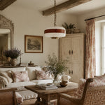 Load image into Gallery viewer, Milky white glass pendant light above a seating area