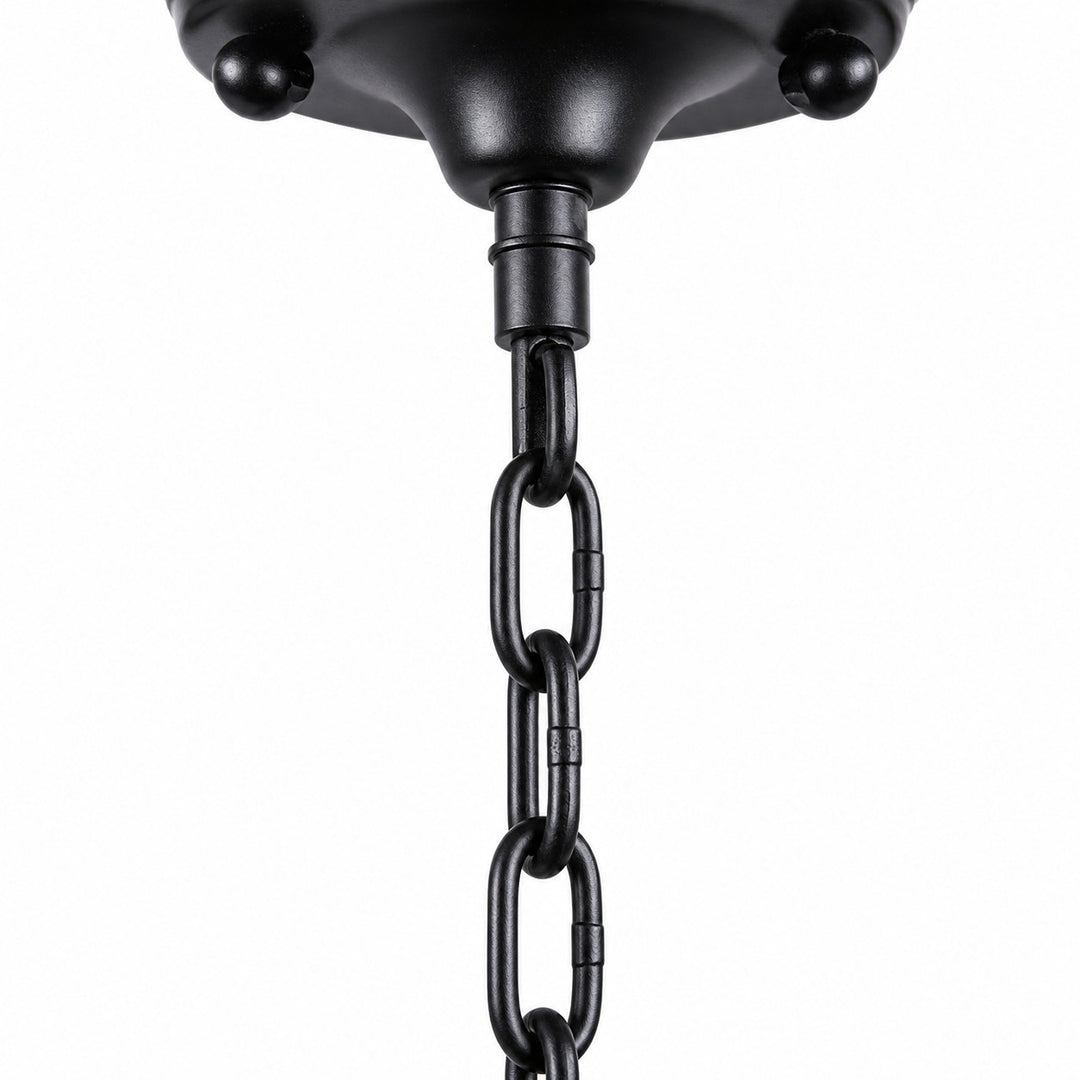 Schwarze Pendelleuchte aus trapezförmigem Glas