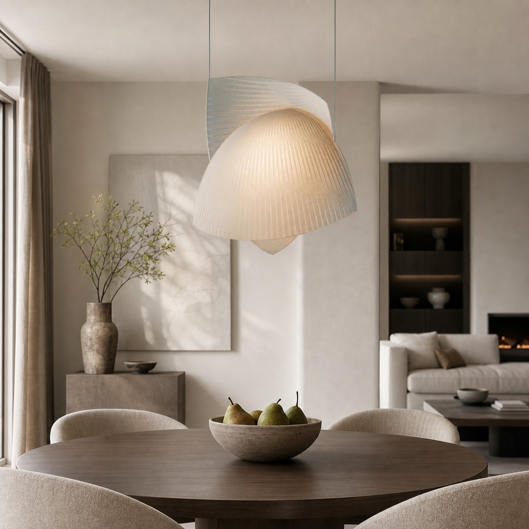 Pendant light in a dining and living room setting