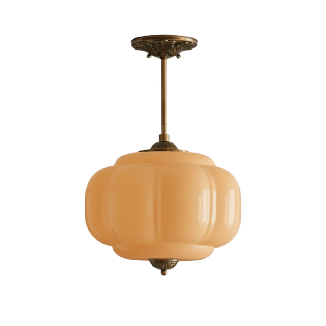 Lámpara colgante Eloise de vidrio lechoso festoneado de inspiración vintage: lámpara de acento moderna para cocina y dormitorio.