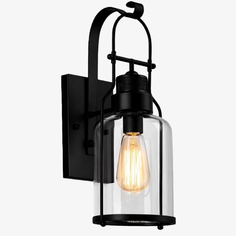 Aplique de Pared Industrial Cilíndrico Ivoran - Diseño de Pantalla de Vidrio, Iluminación Moderna de Pared U12