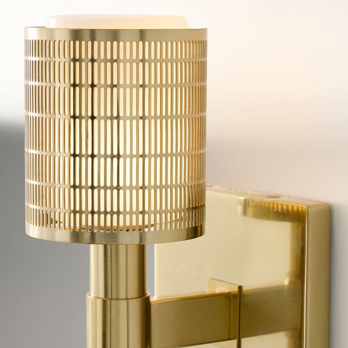 Galvia Perforated Metal Sconce - Champagne Bronze Modern Bedside Light