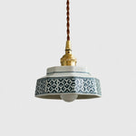 Bild in Gallery-Viewer laden, blue floral ceramic octagonal pendant light