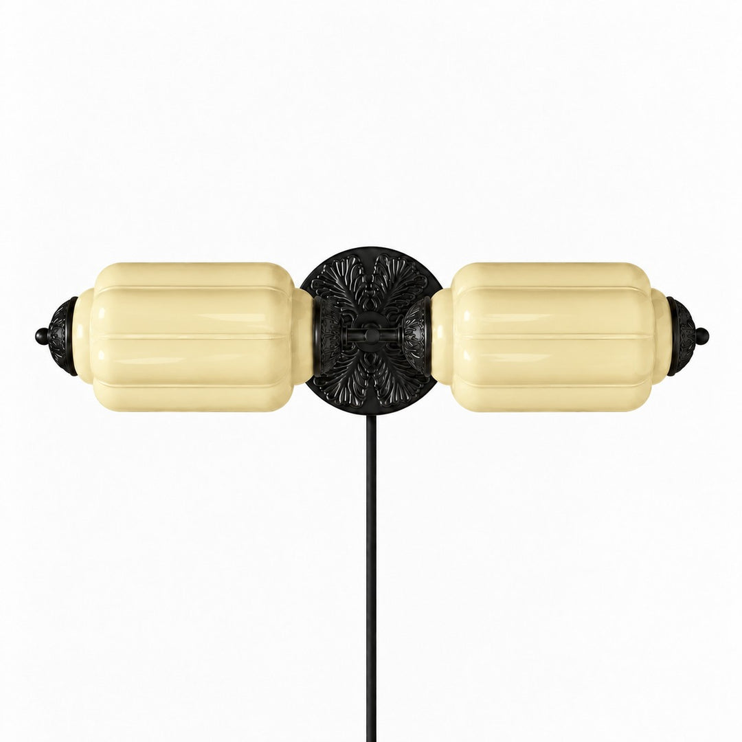 Eloise fluted milk-glass plug-in wall sconce