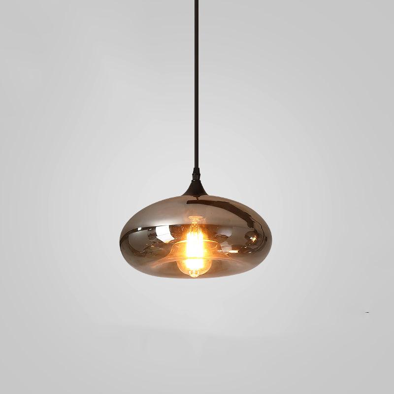 Smoky Gray Hand-Blown Glass Plug-In Pendant