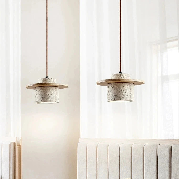 Lámpara colgante vintage de travertino estilo japonés
