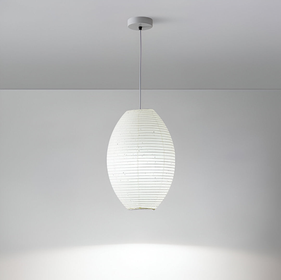 Traditionelle Japandi Wabi-Sabi Elliptische Papier Pendelleuchte