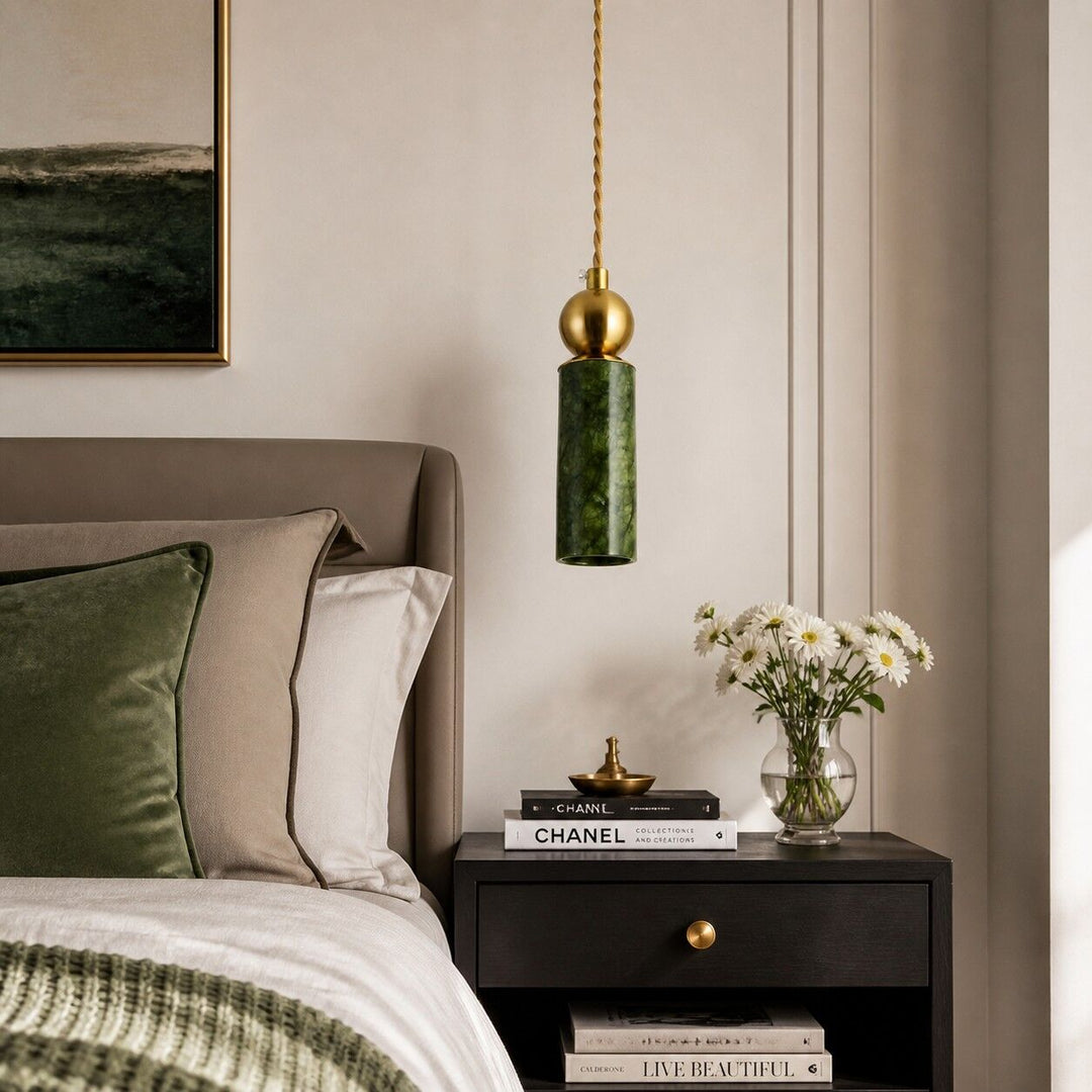 Green Jade Cylinder Pendant Light